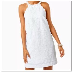 NEW Lilly Pulitzer Pearl Bead Work Pineapple Pucker Elegant White dress Size Med